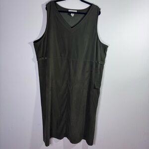 Cambridge Country 3XL Olive Utility Maxi Dress Cargo Pocket Cinch Waist